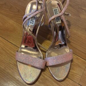 Badgley Mischka Pink Glitter Heels